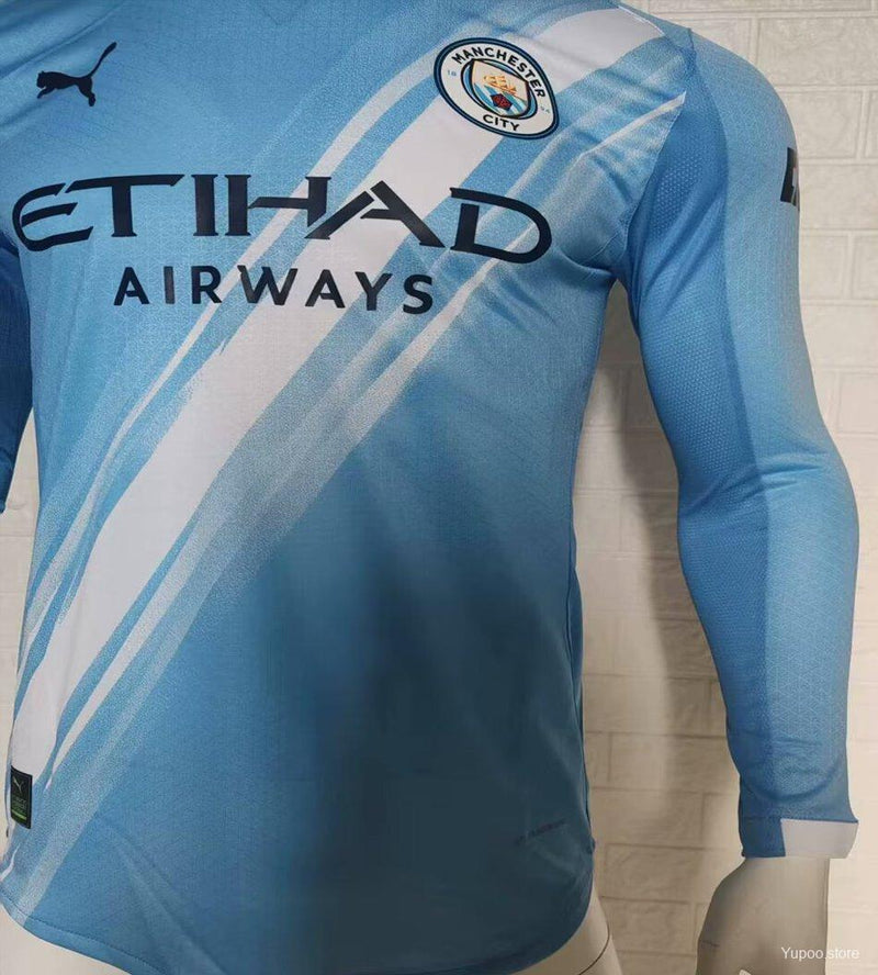 Camisa Manga Comprida Manchester City 2025-26 Home Versão Jogador