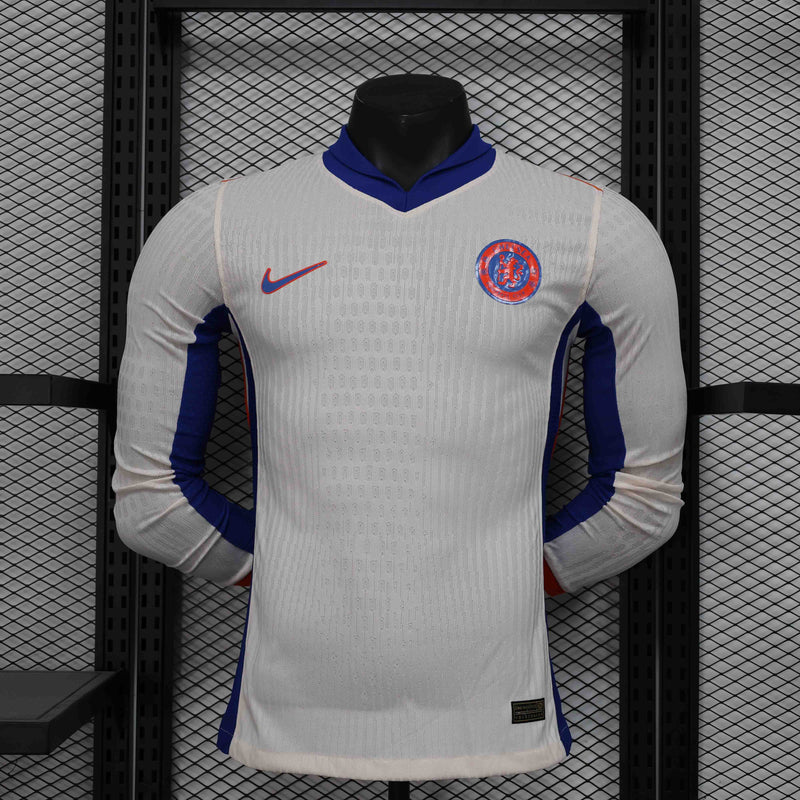 Camisa Manga Comprida Chelsea 2024-25 Away Branca Versão Jogador