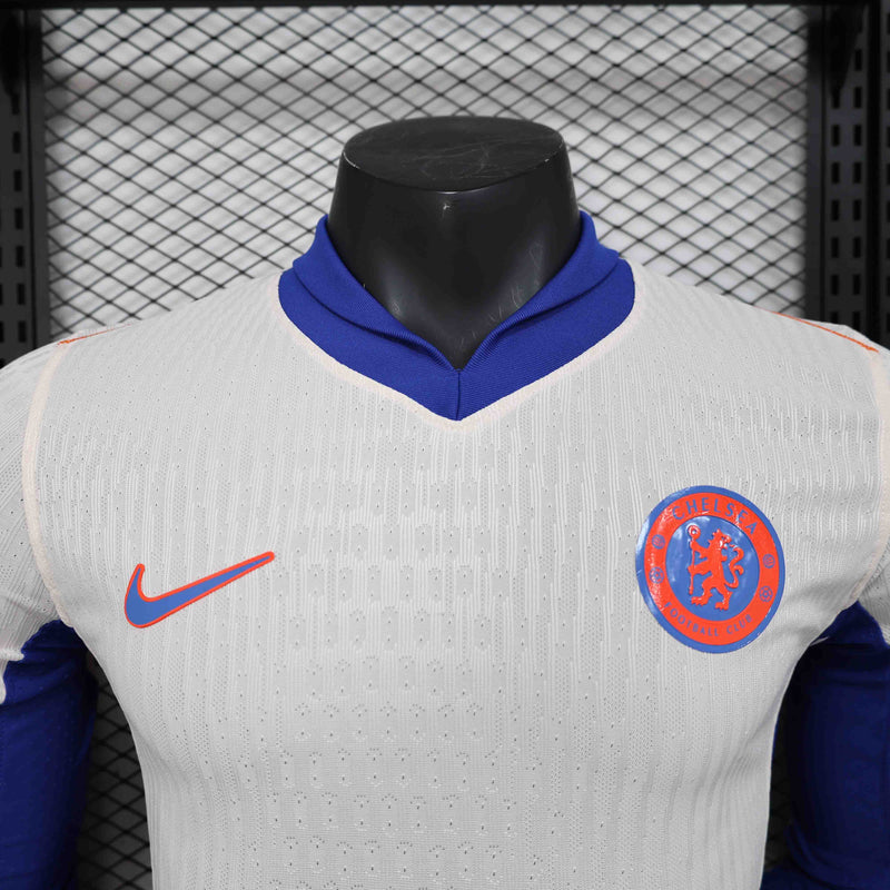 Camisa Manga Comprida Chelsea 2024-25 Away Branca Versão Jogador