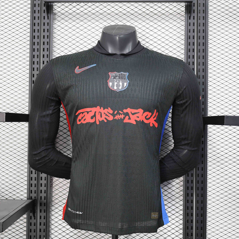 Camisa Manga Comprida FC Barcelona 2025-26 Edição Travis Scott Versão Jogador