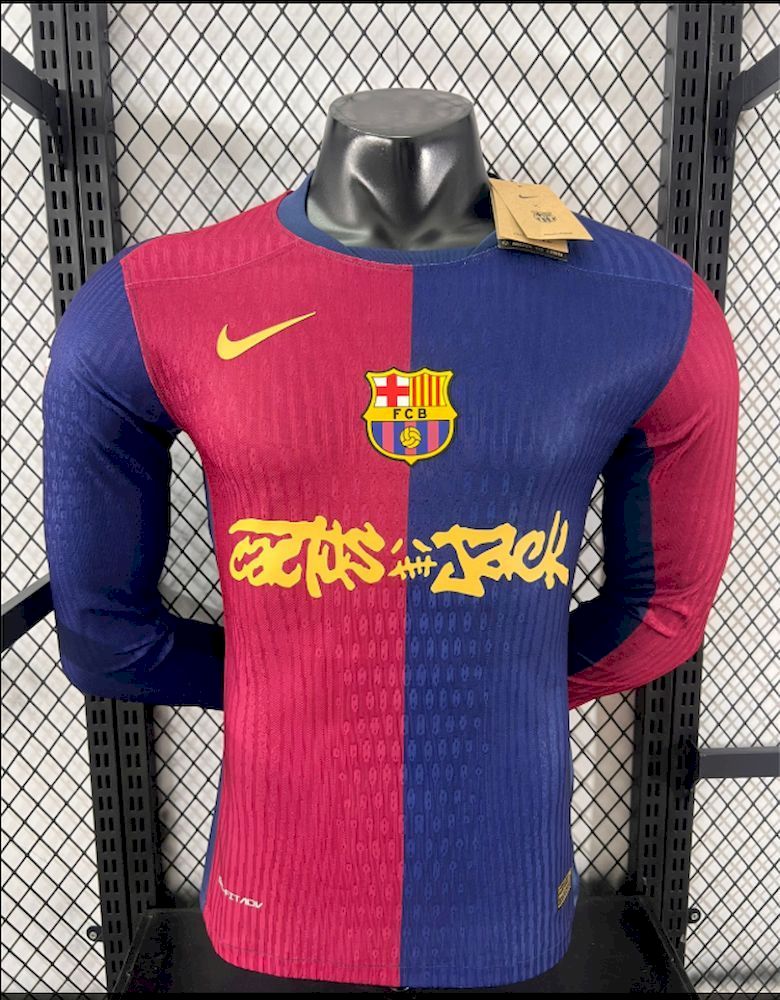 Camisa Manga Comprida FC Barcelona 2025-26 Edição Travis Scott Versão Jogador