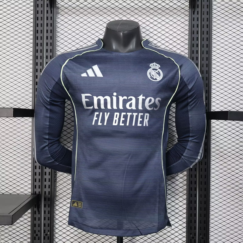 Camisa Manga Comprida Real Madrid CF 2025-26 Away Escura Versão Jogador