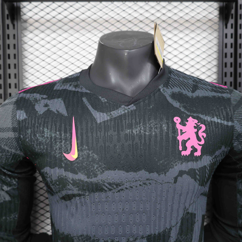 Camisa Manga Comprida Chelsea 2024-25 Away Preta Versão Jogador