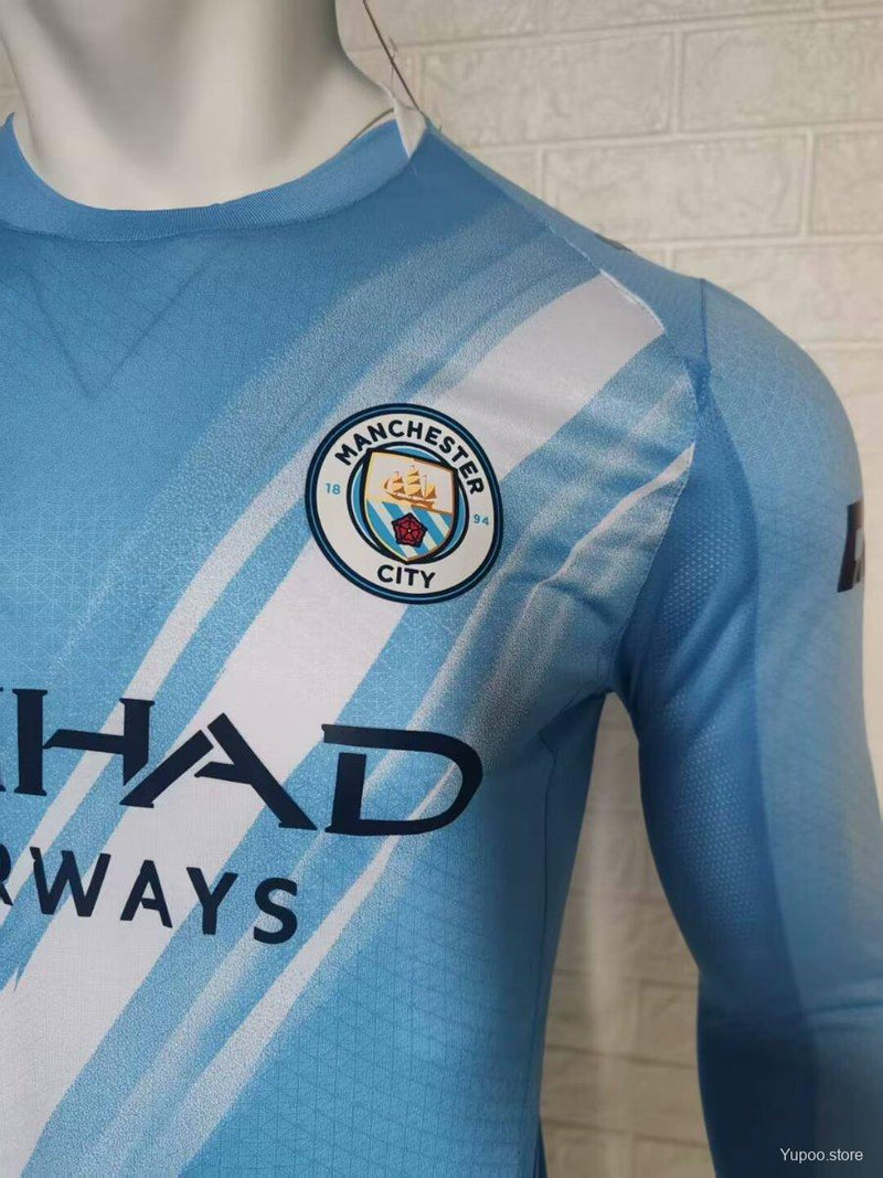 Camisa Manga Comprida Manchester City 2025-26 Home Versão Jogador